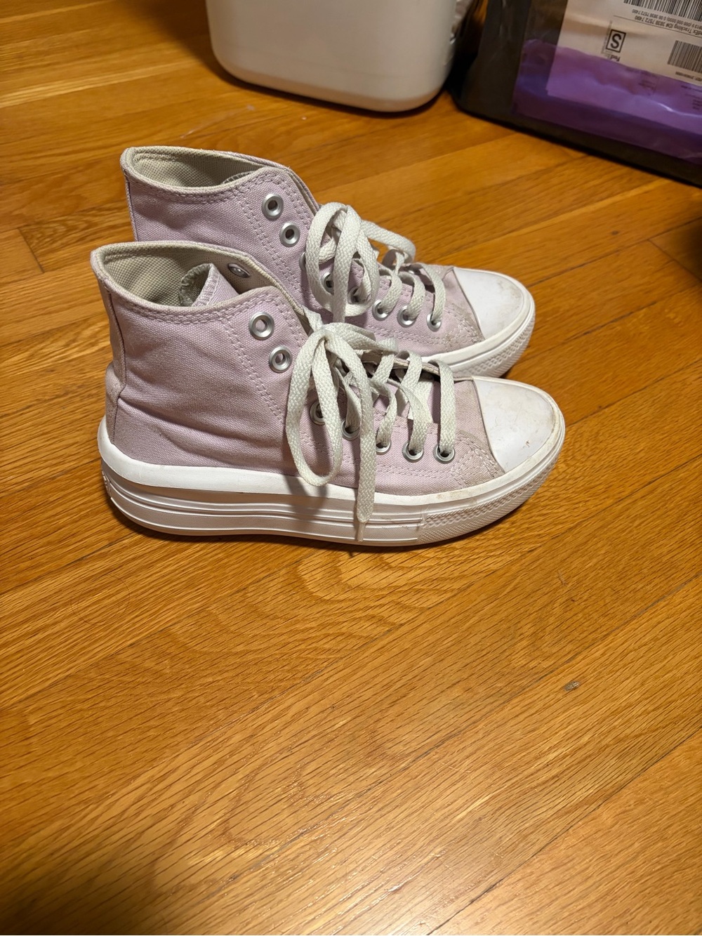 Converse Platform High-Top Sneakers in Light Purple and White